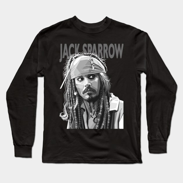 Captain Jack Sparrow Long Sleeve T-Shirt by lots of artWork